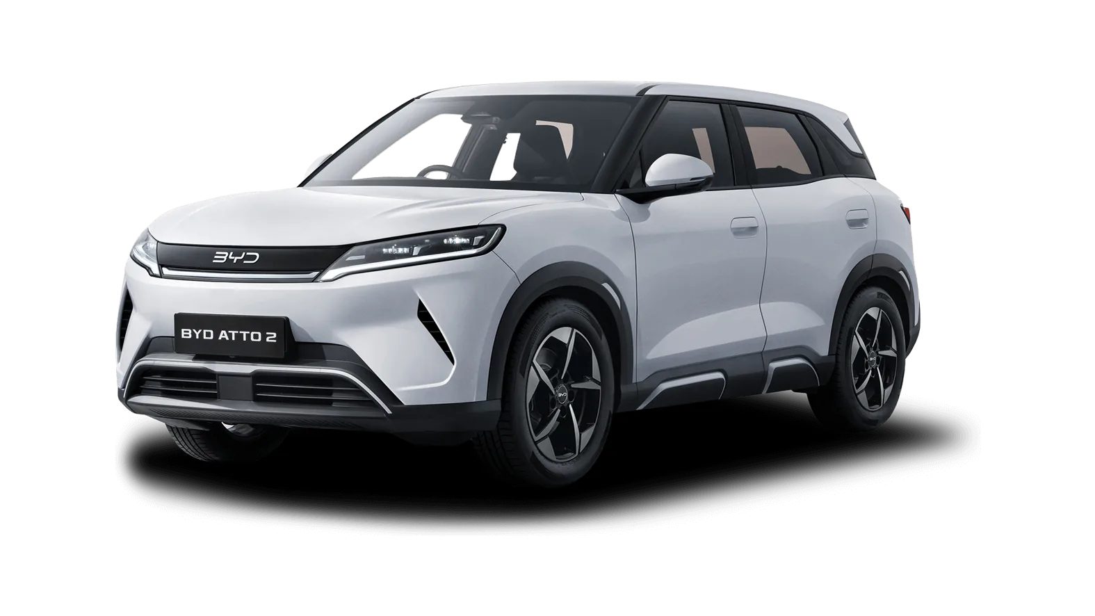 White BYD Atto 2, front three-quarter view